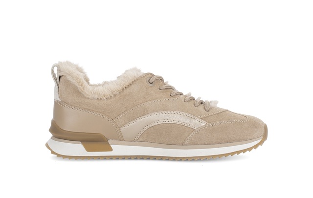 Gabor Sneaker Keilabsatz, Schnürschuh mit Fellimitat am Schaftrand, G-Weite
