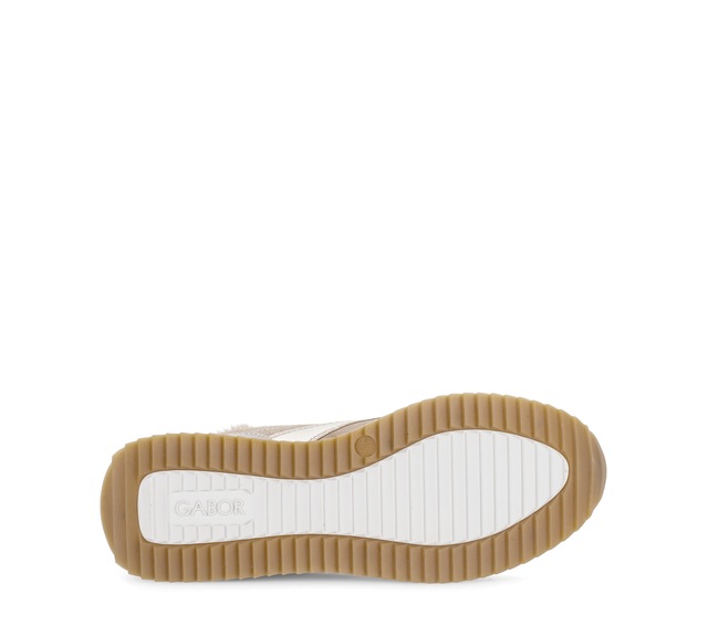 Gabor Sneaker Keilabsatz, Schnürschuh mit Fellimitat am Schaftrand, G-Weite