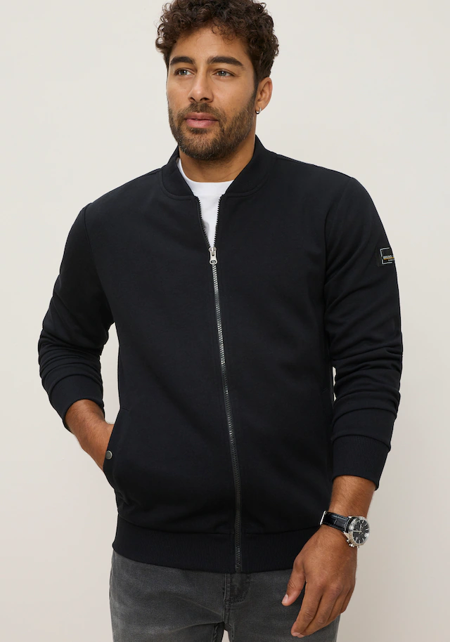 Bruno Banani Sweatjacke mit Stehkragen, aus Polyester und Baumwolle