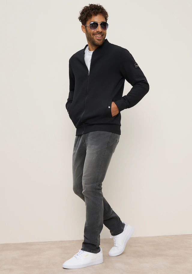 Bruno Banani Sweatjacke mit Stehkragen, aus Polyester und Baumwolle