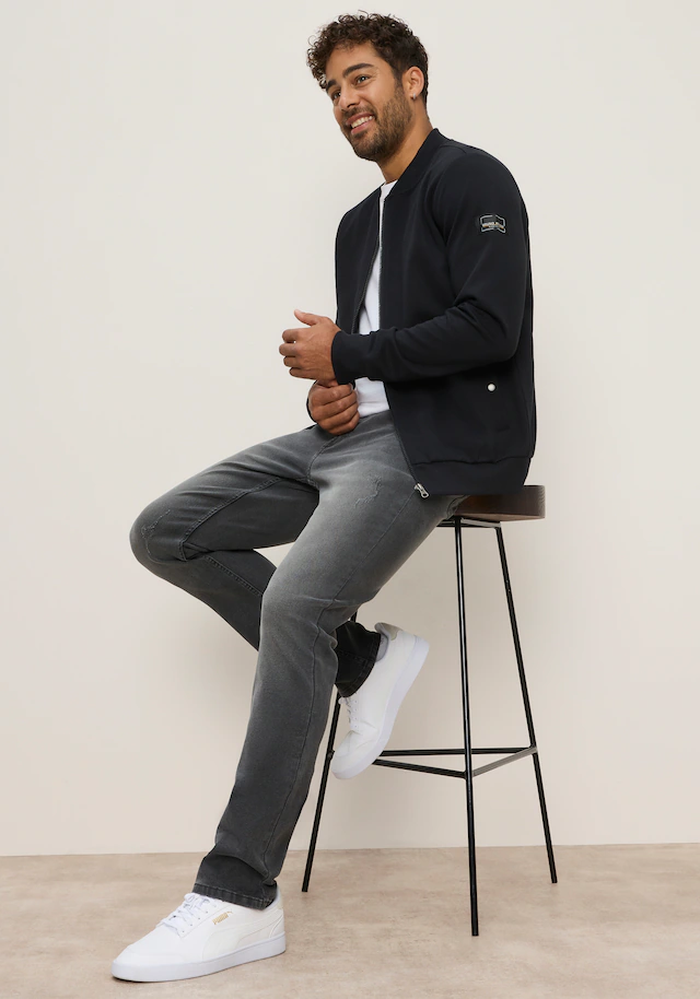 Bruno Banani Sweatjacke mit Stehkragen, aus Polyester und Baumwolle