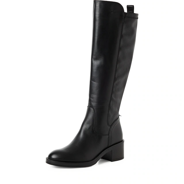 Tamaris Stiefel Blockabsatz, Langschaftstiefel mit T-Logoprägung