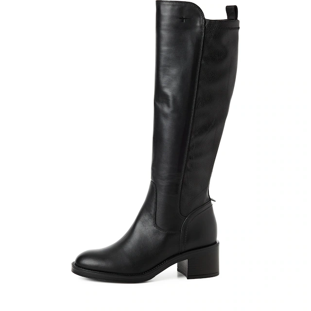Tamaris Stiefel Blockabsatz, Langschaftstiefel mit T-Logoprägung