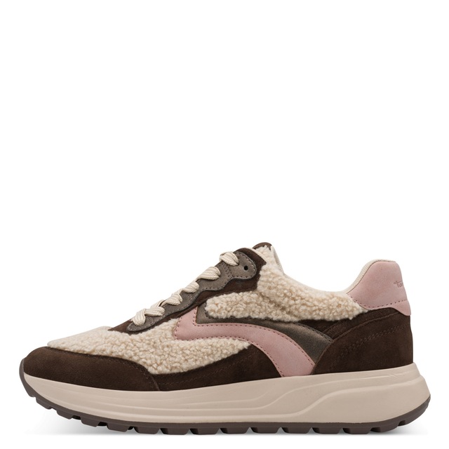 Tamaris Plateausneaker Freizeitschuh, Halbschuh, Schnürer mit Teddy-Plüsch-Besatz