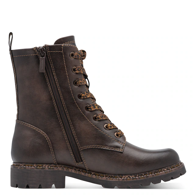Tamaris Schnürstiefelette Blockabsatz, Boots mit Schnürsenkeln im Animal-Look