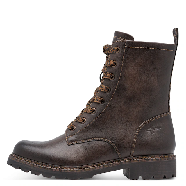 Tamaris Schnürstiefelette Blockabsatz, Boots mit Schnürsenkeln im Animal-Look