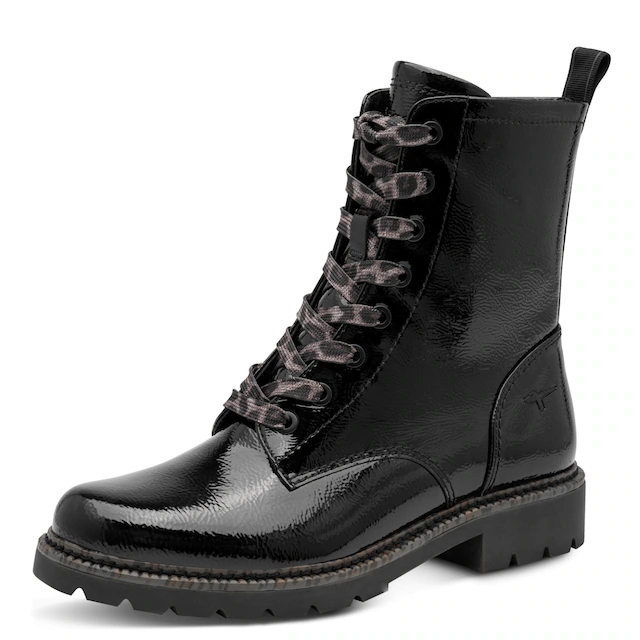 Tamaris Schnürstiefelette Blockabsatz, Boots mit Schnürsenkeln im Animal-Look