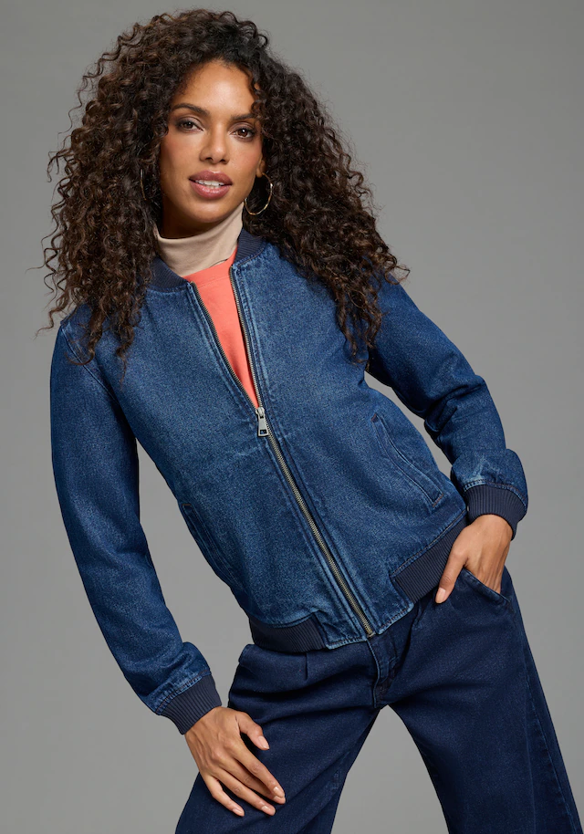 Arizona Jeansjacke »im winterlicheren Denim« hüftlang, Comfort Fit, mit Reißverschluss