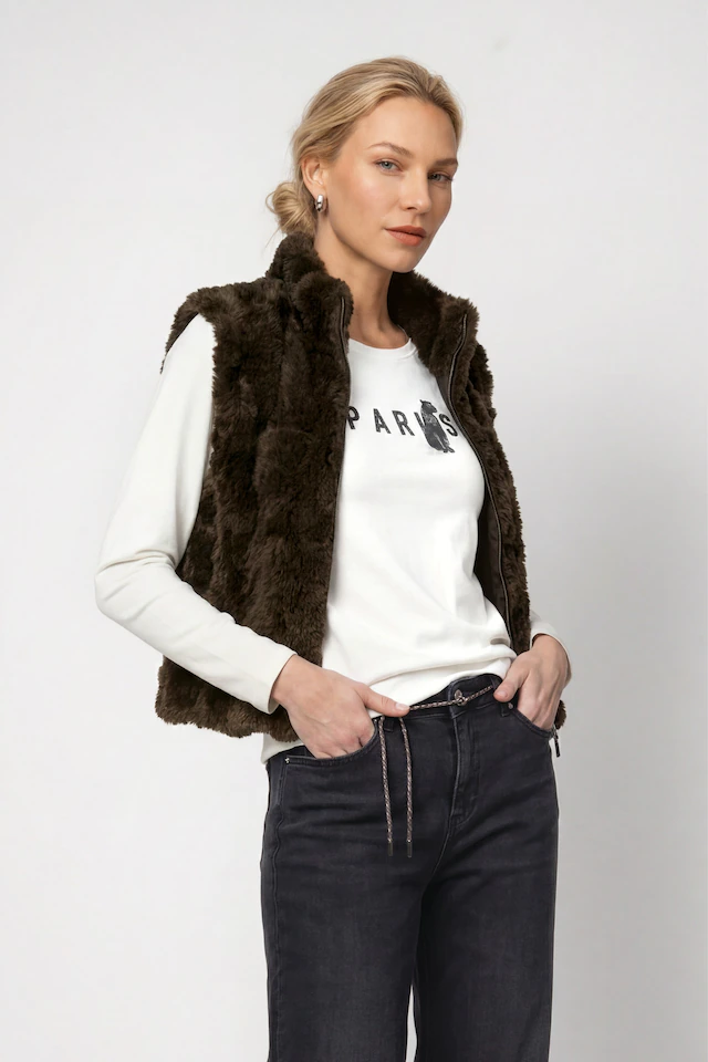 Monari Fellimitatweste »Weste Basic fake fur« Regular fit mit Stehkragen