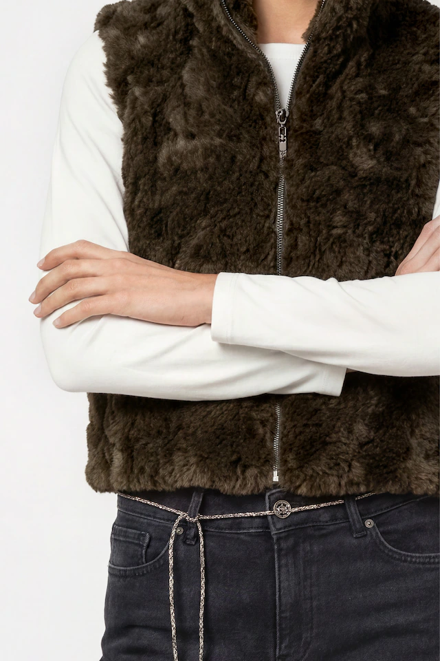 Monari Fellimitatweste »Weste Basic fake fur« Regular fit mit Stehkragen