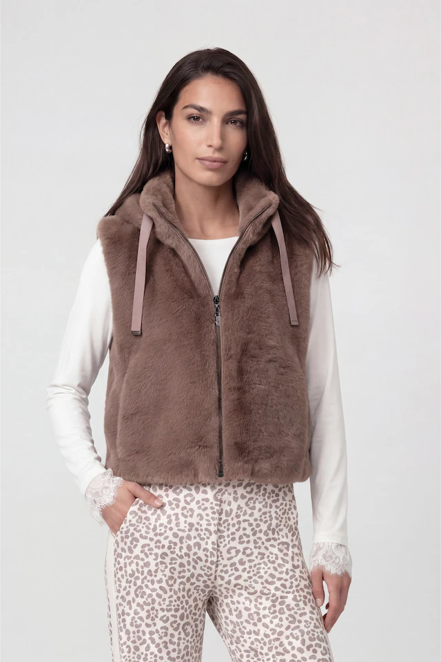 Monari Fellimitatweste »Weste fake fur« Regular fit mit Stehkragen