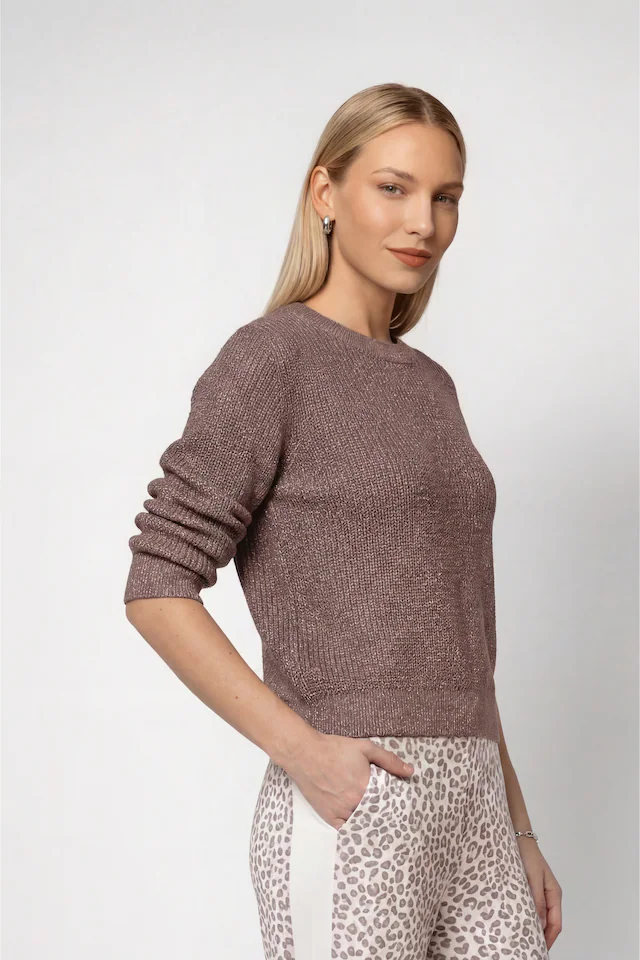 Monari Rundhalspullover »Pullover Basic Lurex« Regular fit mit Rundhalsausschnitt