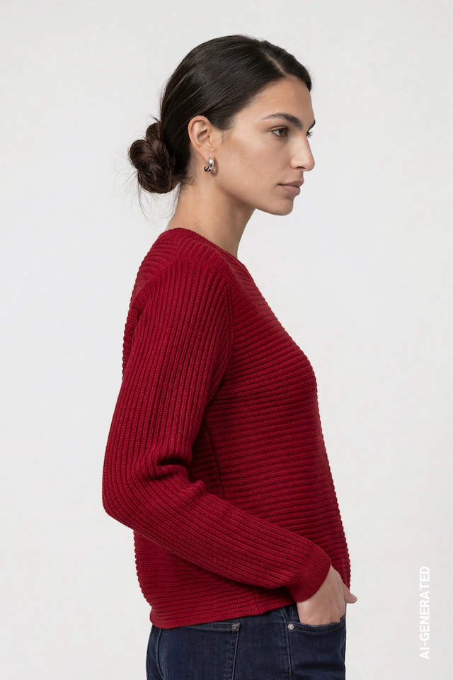 Monari Strickpullover »Pullover Basic monari Rippe« Regular fit mit Rundhalsausschnitt