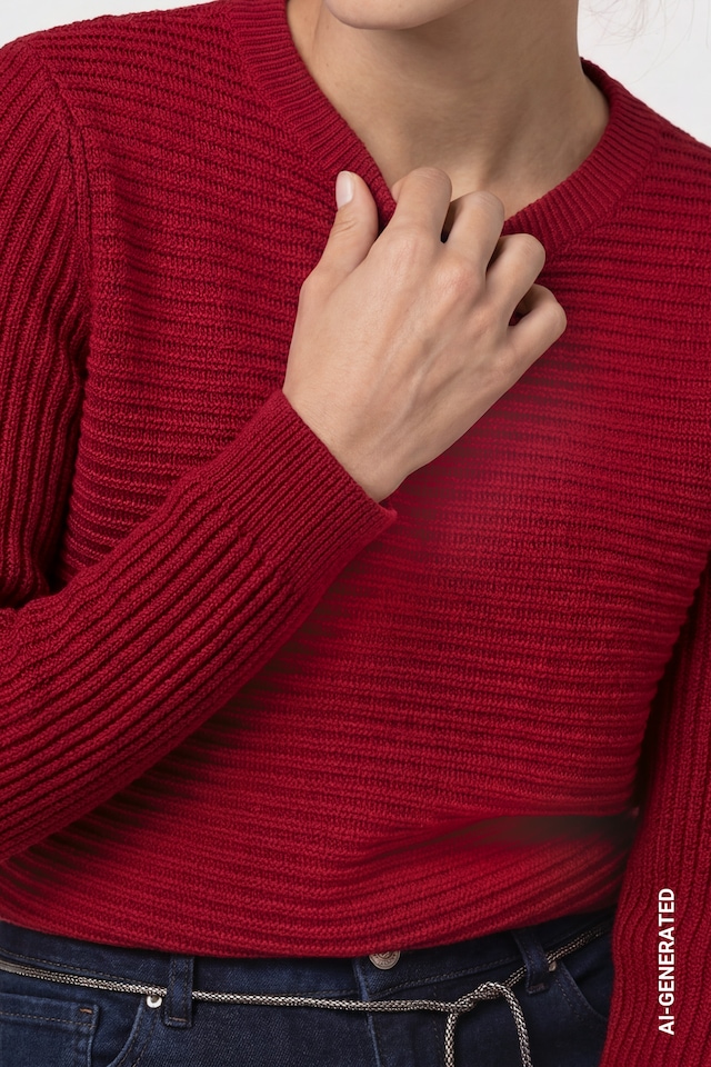 Monari Strickpullover »Pullover Basic monari Rippe« Regular fit mit Rundhalsausschnitt
