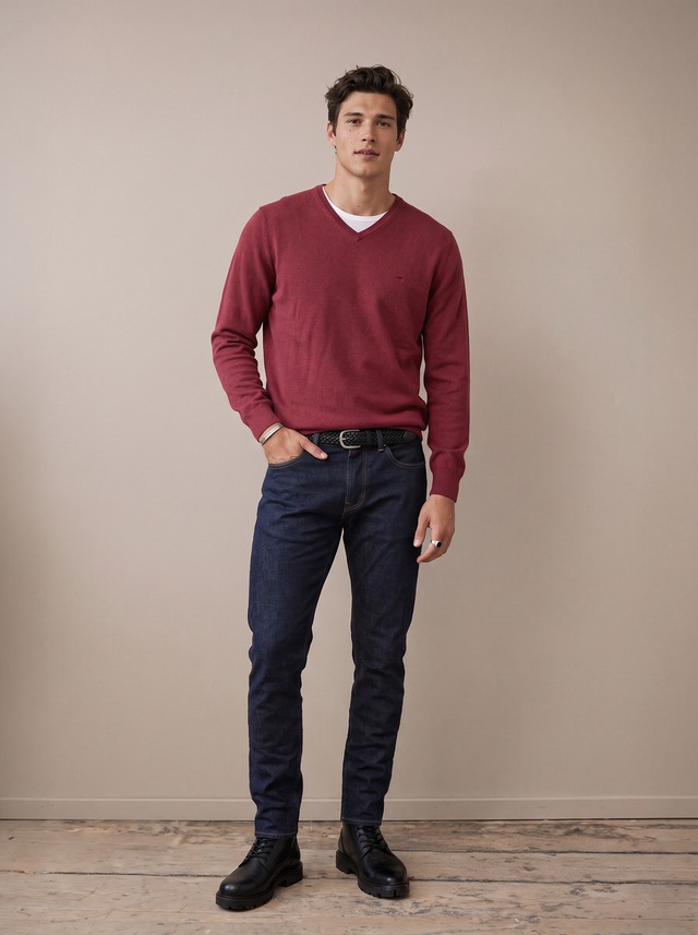FYNCH-HATTON Strickpullover mit V-Ausschnitt