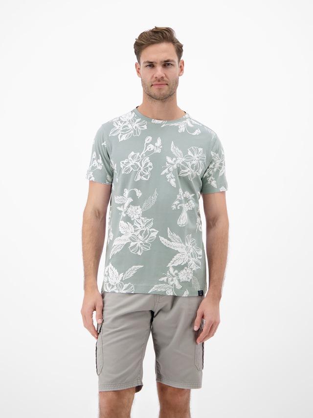 LERROS T-Shirt »T-Shirt mit O-Neck und floralem All-over-Print«