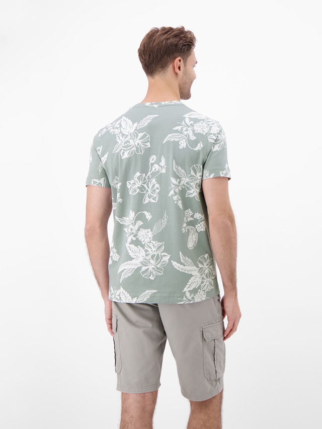 LERROS T-Shirt »T-Shirt mit O-Neck und floralem All-over-Print«
