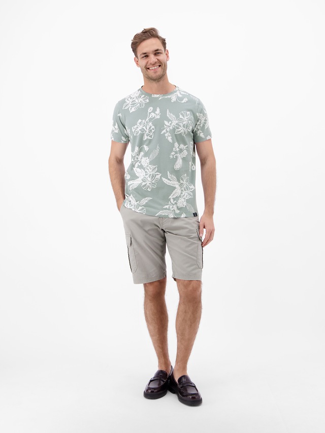 LERROS T-Shirt »T-Shirt mit O-Neck und floralem All-over-Print«