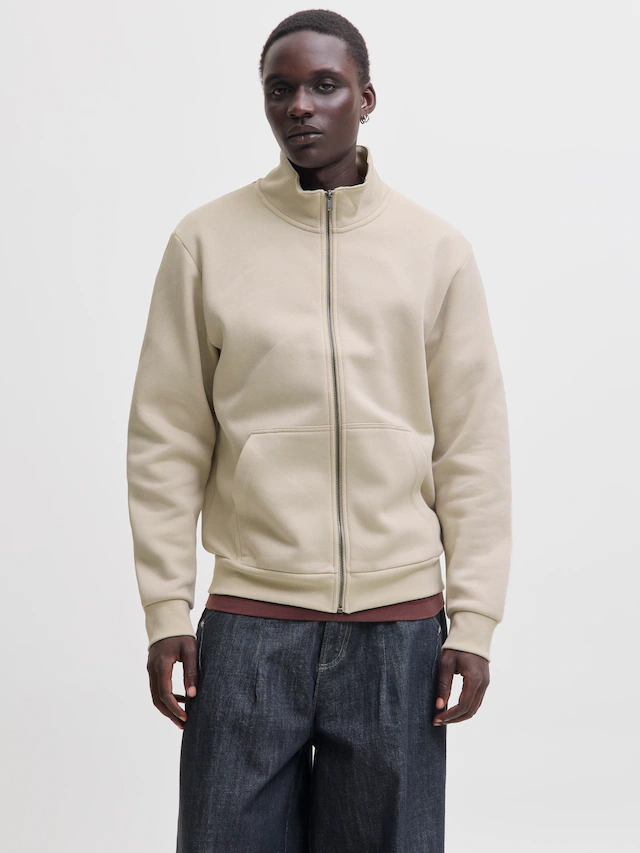 Jack & Jones Sweatjacke »JJEBRADLEY SWEAT ZIP HN NOOS« Materialmix, regular fit