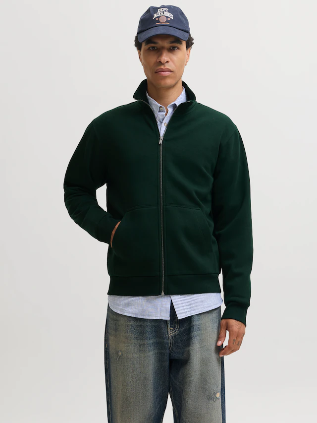 Jack & Jones Sweatjacke »JJEBRADLEY SWEAT ZIP HN NOOS« Materialmix, regular fit