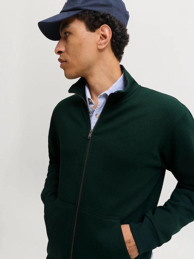 Jack & Jones Sweatjacke »JJEBRADLEY SWEAT ZIP HN NOOS« Materialmix, regular fit