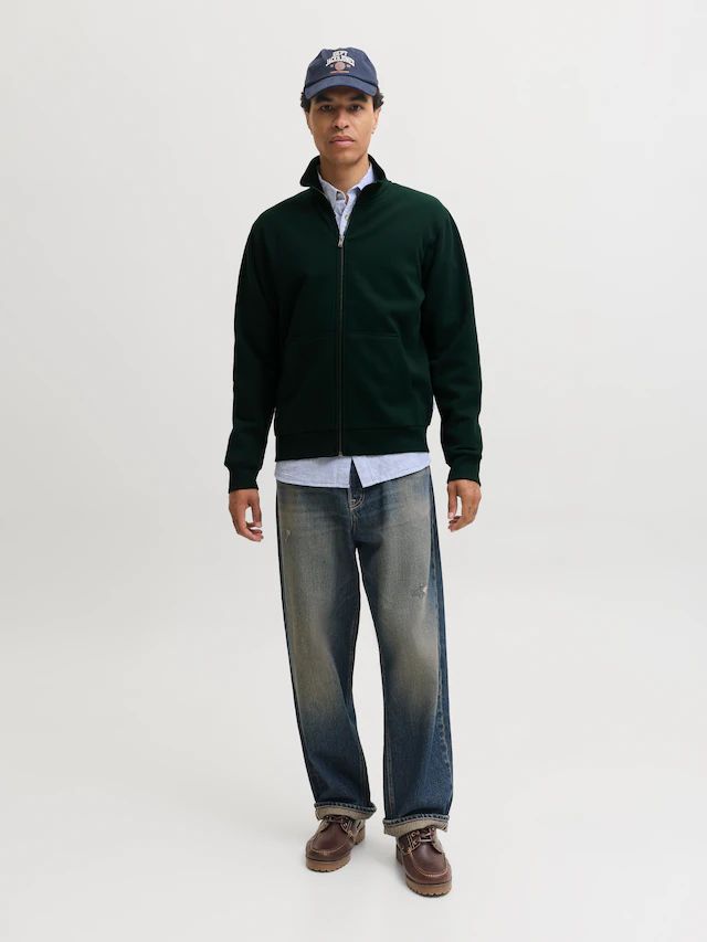 Jack & Jones Sweatjacke »JJEBRADLEY SWEAT ZIP HN NOOS« Materialmix, regular fit