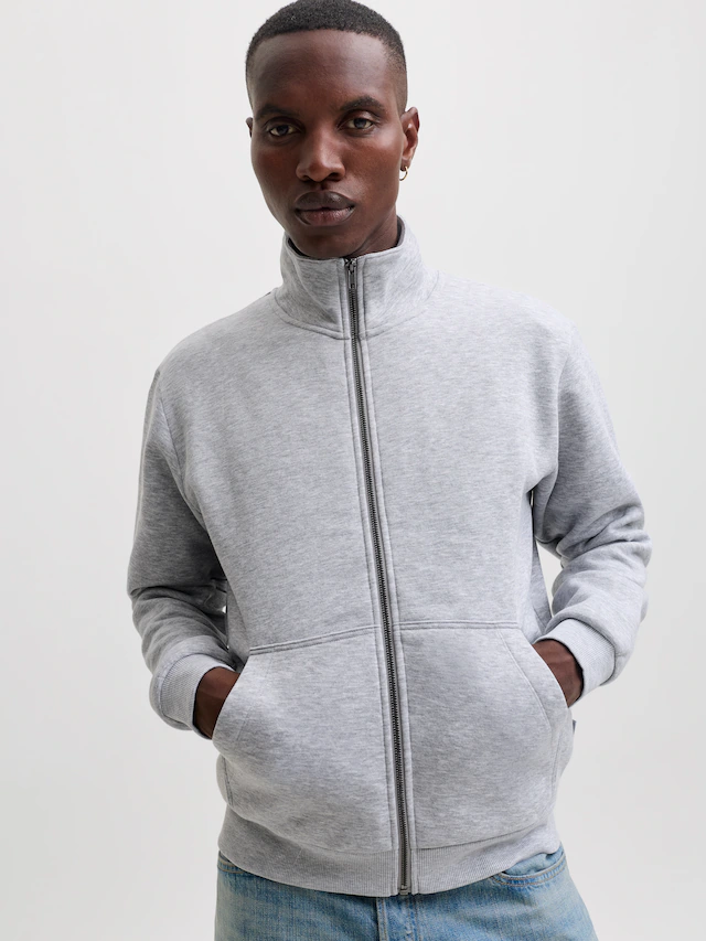 Jack & Jones Sweatjacke »JJEBRADLEY SWEAT ZIP HN NOOS« Materialmix, regular fit