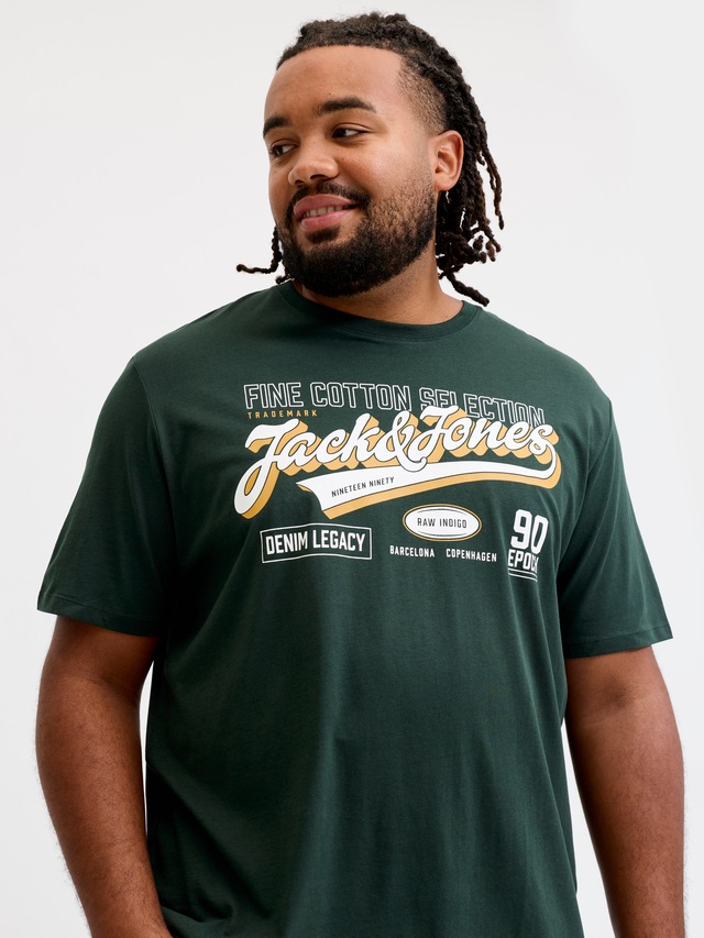 Jack & Jones PlusSize T-Shirt »JJELOGO TEE SS O-NECK 2 COL AW26 SN PLS« aus reiner Baumwolle, mit geradem Abschluss am Rumpf, in Plus Size