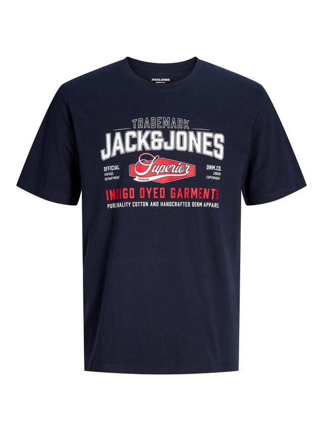 Jack & Jones PlusSize T-Shirt »JJELOGO TEE SS O-NECK 2 COL AW26 SN PLS« aus reiner Baumwolle, mit geradem Abschluss am Rumpf, in Plus Size