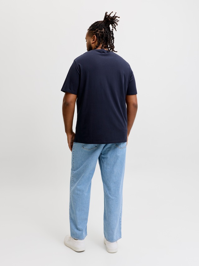 Jack & Jones PlusSize T-Shirt »JJELOGO TEE SS O-NECK 2 COL AW26 SN PLS« aus reiner Baumwolle, mit geradem Abschluss am Rumpf, in Plus Size