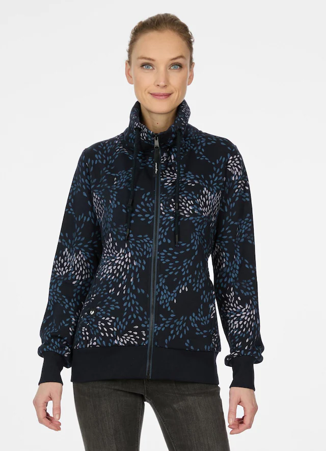 Ragwear Sweatjacke »RONETTE PRINT A« brushed, in super softer Qualität und cooler allover Print, Stehkragen