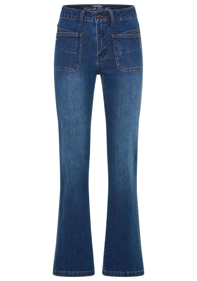 KangaROOS Bootcut-Jeans mit Reißverschluss und Knopf, normale Leibhöhe, lange Schnittform