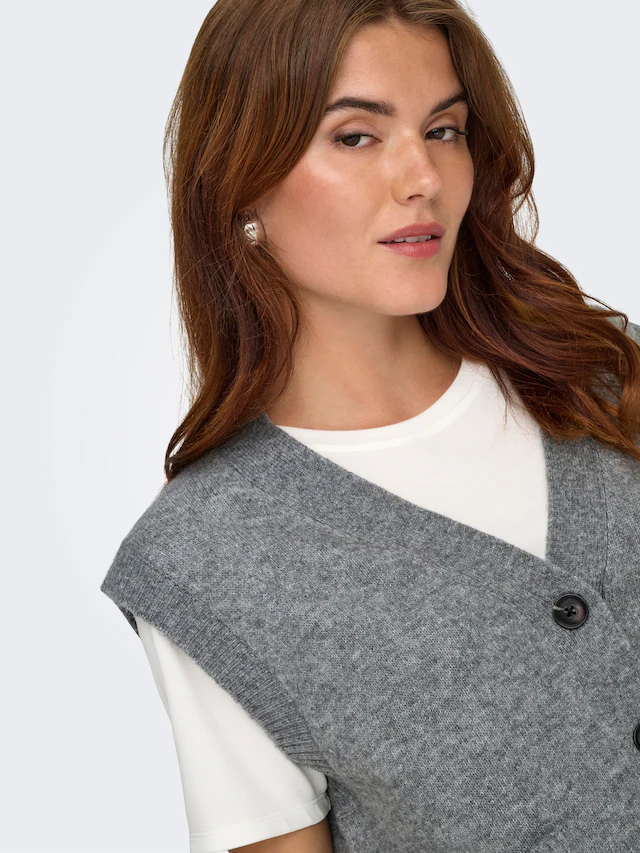 JDY »JDYSUPER S/L V-NECK VEST KNT NOOS« Materialmix