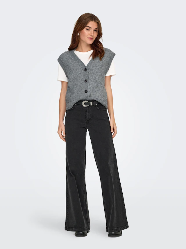 JDY »JDYSUPER S/L V-NECK VEST KNT NOOS« Materialmix