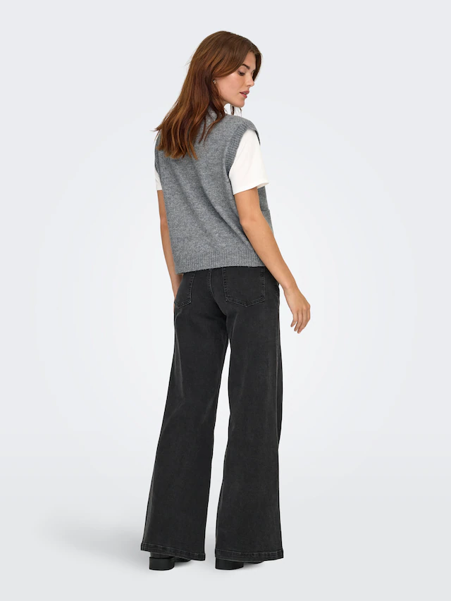JDY »JDYSUPER S/L V-NECK VEST KNT NOOS« Materialmix