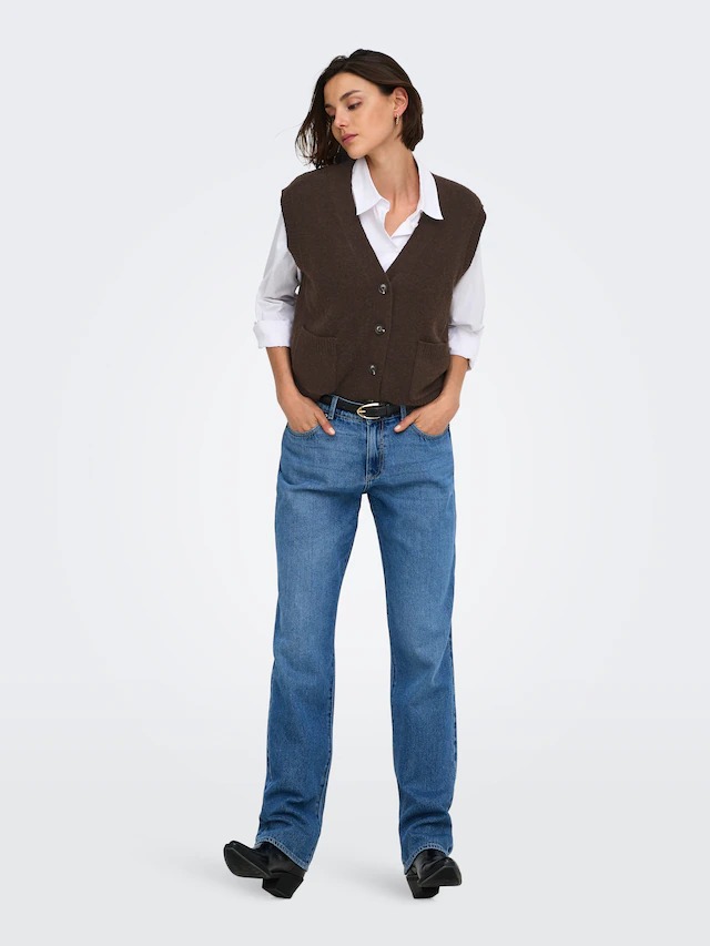JDY »JDYSUPER S/L V-NECK VEST KNT NOOS« Materialmix