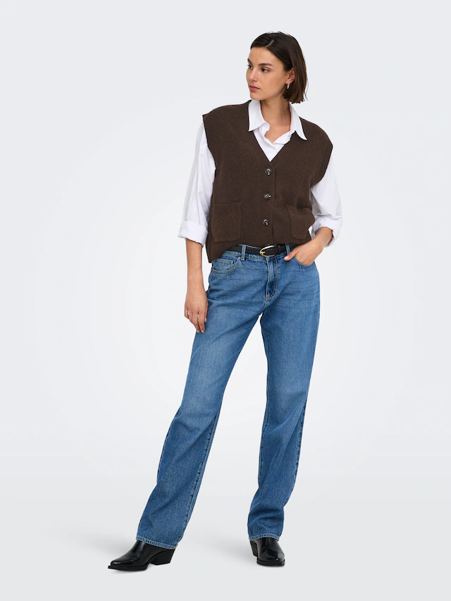 JDY »JDYSUPER S/L V-NECK VEST KNT NOOS« Materialmix