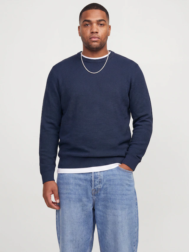 Jack & Jones PlusSize Rundhalspullover »JJERYDER KNIT CREW NECK SN PLS« Baumwolle, normal geschnitten
