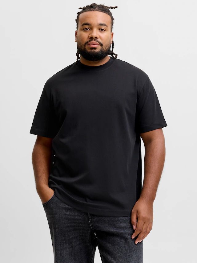 Jack & Jones PlusSize Rundhalsshirt »JJEBARRON TEE SS O-NECK LN PLS« Baumwollmischung, relaxed fit
