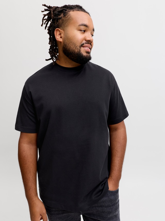 Jack & Jones PlusSize Rundhalsshirt »JJEBARRON TEE SS O-NECK LN PLS« Baumwollmischung, relaxed fit