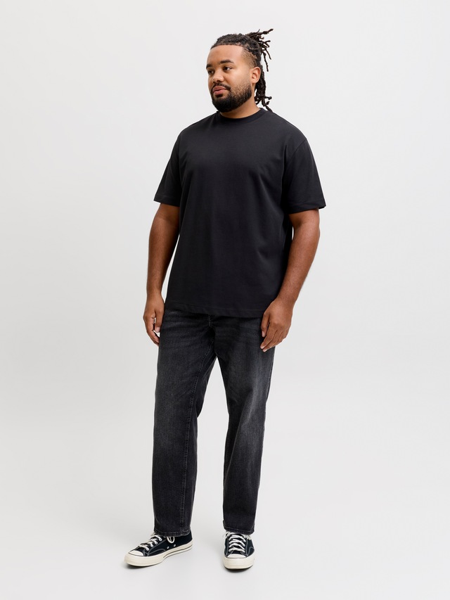 Jack & Jones PlusSize Rundhalsshirt »JJEBARRON TEE SS O-NECK LN PLS« Baumwollmischung, relaxed fit