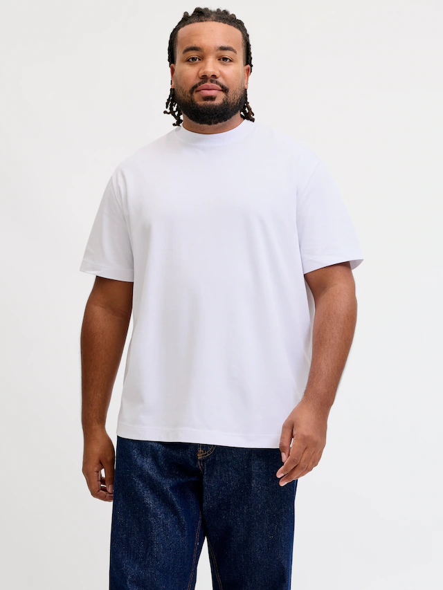 Jack & Jones PlusSize Rundhalsshirt »JJEBARRON TEE SS O-NECK LN PLS« Baumwollmischung, relaxed fit