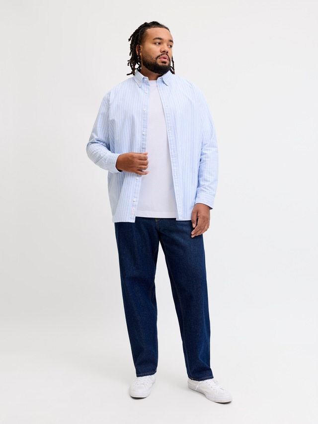 Jack & Jones PlusSize Rundhalsshirt »JJEBARRON TEE SS O-NECK LN PLS« Baumwollmischung, relaxed fit