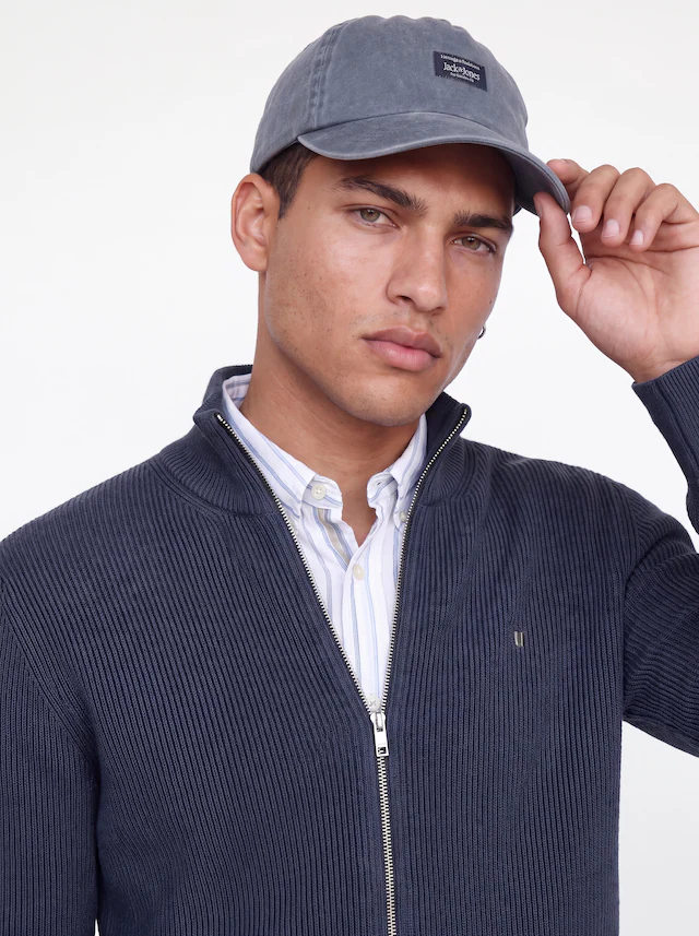 Jack & Jones Strickjacke »JJEPERFECT RIB KNIT FULL ZIP CARDIGAN SN« Baumwollmischung, mit Reißverschluss