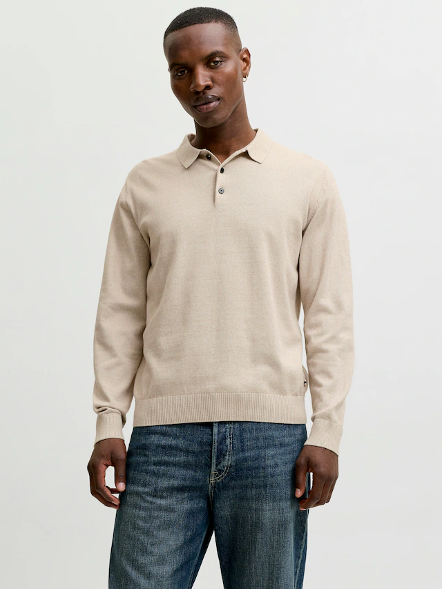 Jack & Jones Polokragenpullover »JJEBASIC KNIT LS POLO SN« Baumwolle, normal geschnitten