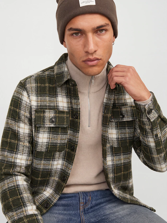 Jack & Jones Langarmhemd »JJEREGENT STRUCTURE OVERSHIRT LS SN« Polyester, locker geschnitten