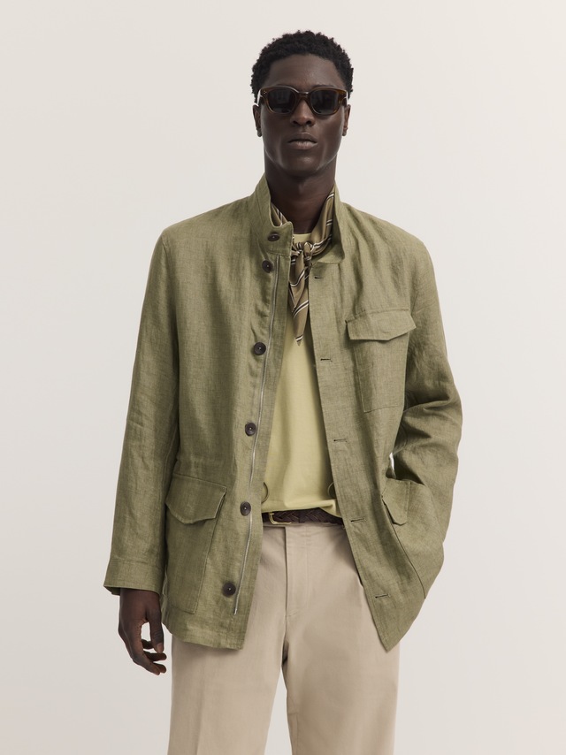 bugatti Kurzjacke »Regular Fit« Pure linen mit Stehkragen