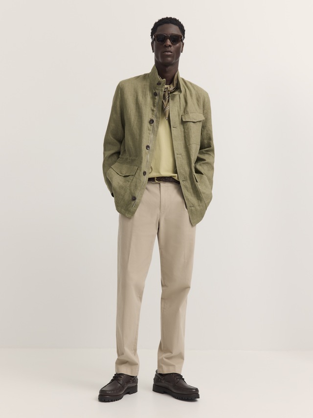 bugatti Kurzjacke »Regular Fit« Pure linen mit Stehkragen