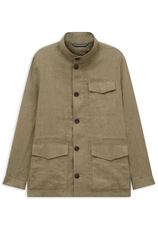 bugatti Kurzjacke »Regular Fit« Pure linen mit Stehkragen