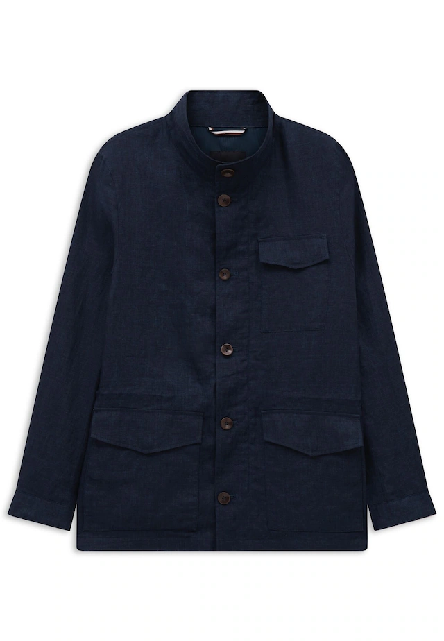 bugatti Kurzjacke »Regular Fit« Pure linen mit Stehkragen